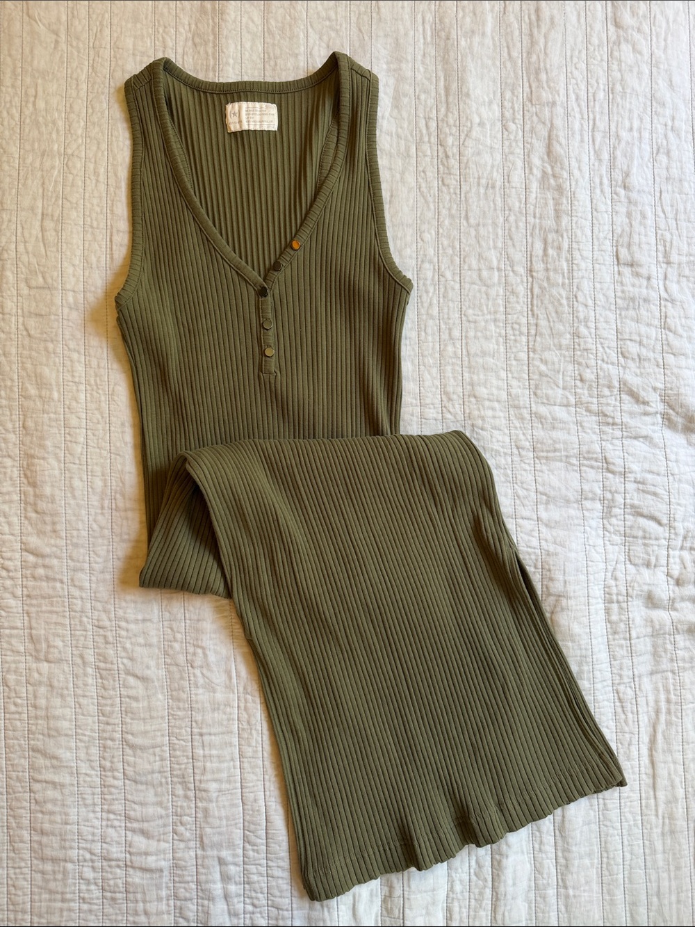 Converse Ribbed Olive Green Tank Dress